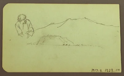 Rajz, tájkép; hátoldal: alak, tájkép, 1883