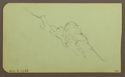 Rajz, tájkép; hátoldal: Hegyoldal, 1883