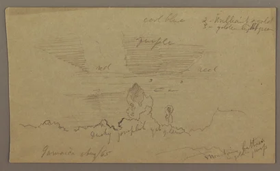 Rajz, tájkép; hátoldal: Égbolt, 1865. augusztus