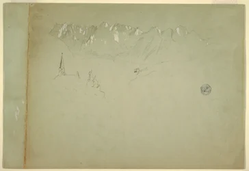 Rajz, Tájkép az osztrák Alpokból, 1868