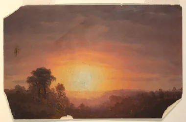 Rajz, Tájkép naplementével, 1860-70