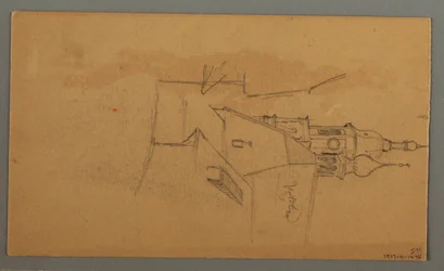 Rajz, Hegycsúcs, növényzet a medencénél, 1868