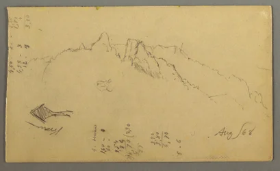 Rajz, Hegycsúcsok, útszéli kegyhely, 1868. augusztus