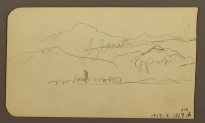 Rajz, hegyvonulat, Toluca; hátoldal: Meredek, hegyvonulat, Toluca, 1885. január 7.