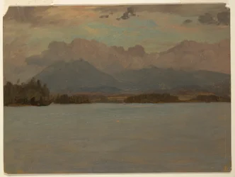 Rajz, Katahdin hegy a Katahdin-tó felől, 1855-65