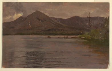 Rajz, Katahdin hegy, a Katahdin-tó felől, 1877