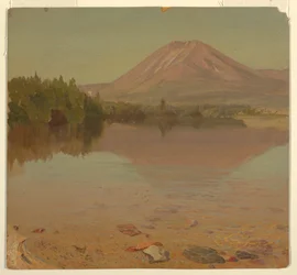 Rajz, Katahdin hegy a Katahdin-tó felől, valószínűleg 1870