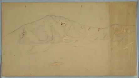 Rajz, Katahdin hegy délkeletről; hátoldal: Katadhin hegy, 1876-78