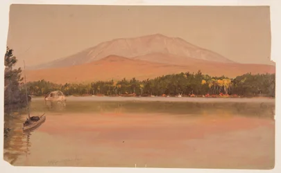 Rajz, a Katahdin hegy a Togue-tó felől, 1875-80