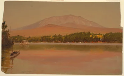 Rajz, a Katahdin hegy a Togue-tó felől, 1875-80