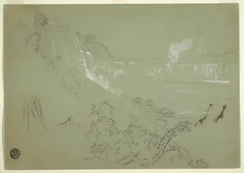 Rajz, Niagara-vízesés a Prospect Point aljáról, 1856 vagy 1858