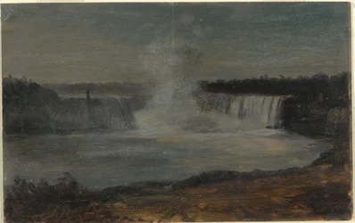 Rajz, Niagara-vízesés esti fényben, 1856 szeptembere