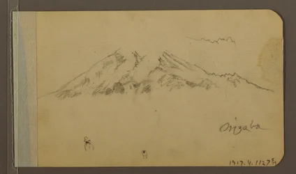 Rajz, Az Orizaba csúcsa, ábra; hátoldal: Síkság és hegyvonulatok, 1889