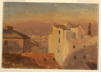Rajz, háztetők, Róma, Olaszország, 1868-69