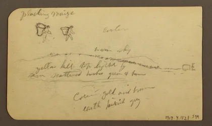 Rajz, Sziklás hegy a síkságon; hátoldalon: alakok, tájkép, 1884. december 12.