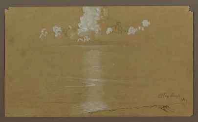 Rajz, Tengeri táj, Bloxburgh; hátoldalon: Dombok és tenger, 1865. augusztus