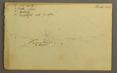 Rajz, Naplemente alacsony dombok mögött, 1845