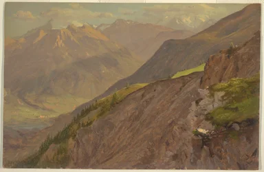 Rajz, A Goell és Watzmann, Berchtesgeden közelében, 1868