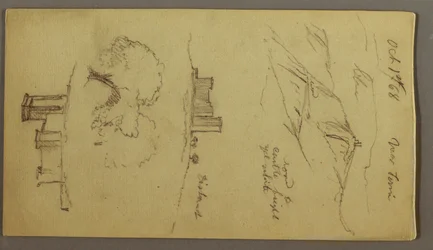 Rajz, Három tanulmány a várról a hegytetőn, 1868. október 1.