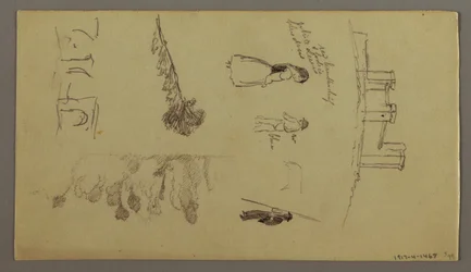 Rajz, Két tanulmány a városról egy hegytetőn, valószínűleg 1868-69