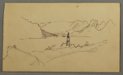 Rajz, völgy, templom, St. Gilgen Ausztria, talán 1868