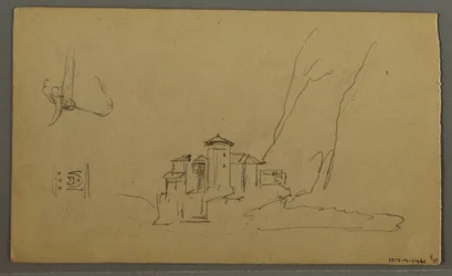 Rajz, völgy, templom, St. Gilgen Ausztria, valószínűleg 1868