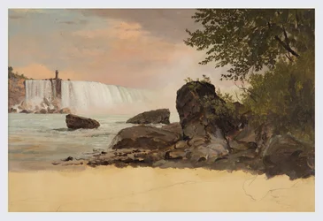 Rajz, A kanadai vízesés és a Kecskesziget látképe, 1856. szeptember vagy október