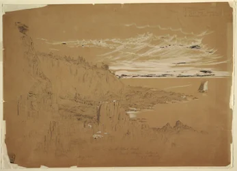 Rajz, "Kilátás a délnyugati fejre, Grand Manan-sziget, Fundy-öböl, Kanada", 1851. augusztus