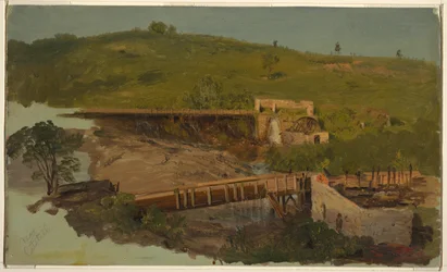 Hill viaduktokkal és rommalmokkal, Catskill közelében, New York államban