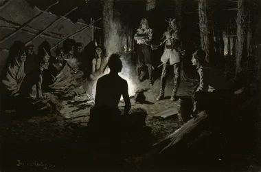 French Explorers Council with the Indians (At the Iroquois Council Fire) 1901 körül