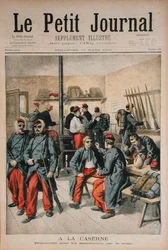 A laktanyában, Felkészülés a havas manőverekre, illusztráció a Le Petit Journalból, 1895. március 17.