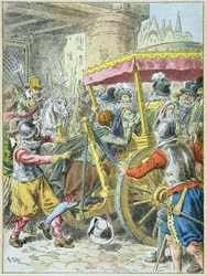 IV. Henrik király meggyilkolása François Ravaillac által a párizsi Rue de la Ferronnerie-n, május 14.