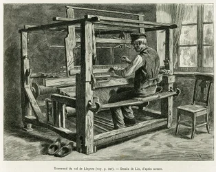 A Liepvre-völgyi takács. Lix metszete az Elzászon és Lotaringián keresztül című történet illusztrálására 1887-ben, Charles Grad német tisztviselőtől, a tour du monde 1888-ban, rendező: Edouard Charton (1807-1890), Hachette, Párizs.