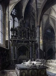 A St. Erasmus-kápolna keleti oldala, 44-es tábla a „Westminster Abbey”-ből, J. Bluck (fl.1791-1831) vésette, pub. Írta: Rudolph Ackermann (1764-1834) 1812 (akvatinta)