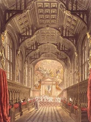 The Chapel of All Souls College, illusztráció az Oxford történetéből, vésette Joseph Constantine Stadler (fl.1780-1812) pub. R. Ackermann