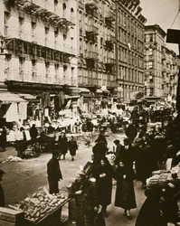 Utcai piac az Orchard Streeten, Lower East Side, New York, USA, 1930-as évek elején