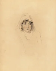 Lady Augusta Lowther, Fane grófnő portréja, Lonsdale 1. grófjának felesége. Frederick Christian Lewis kézzel színezett metszete Sir Thomas Lawrence illusztrációja után a P.G.-től. Patmore drágakő kabinetje, Ackermann, London