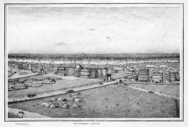 A kormányház és a városháza, Kalkutta, India, 1840-es évek.