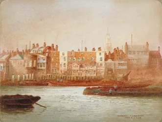 Wharves Limehouse-ban, London, 1850