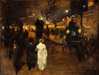 Charing Cross Road at Night, London, 1905 körül (olaj a fedélzeten)