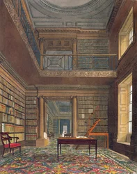Eton College Library, az "Eton College története", a "History of the Colleges" része, vésette William James Bennett (1787-1844) pub. R. Ackermann, 1816 (akvatinta)