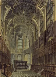 Hetedik Henrik kápolnája, 8. tábla a "Westminster Abbey"-ből, metszette J. Bluck (1791-1831), kiadta Rudolph Ackermann (1764-1834) 1811 (akvatinta).