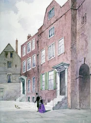 Kilátás a főplébános irodájára, Bell Yard, Knightrider Street, London City, 1841