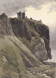 Régi kastély, Dunottár (akvarell)
