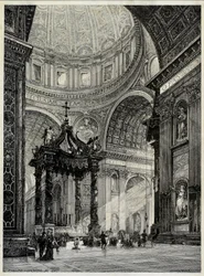 Szent Péter-bazilika, Róma, Olaszország, belső nézet, 1878.