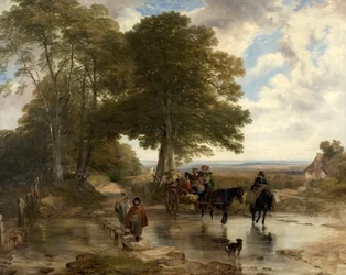 Piaci szekér egy pataknál, 1845