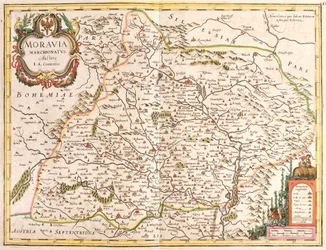 Morvaország térképe (Cseh Köztársaság) (rézkarc