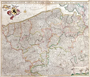 Flandria grófjának térképe (Franciaország és Belgium) (rézkarc