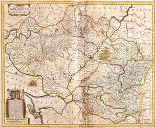 Az Aragóniai Királyság térképe (Spanyolország) (rézkarc