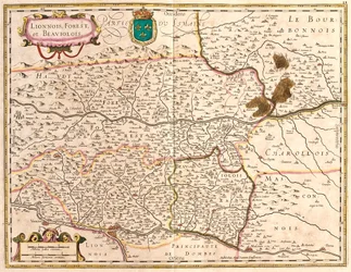Lyon és Beaujolais (Franciaország) területek térképei (rézkarc